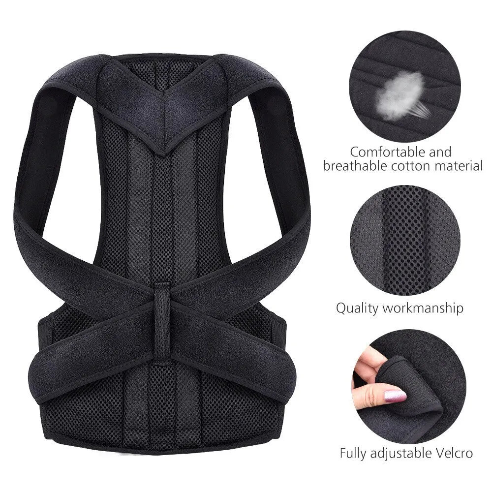 Adjustable Back Posture Corrector with Breathable Shoulder and Waist Support Straps for Men and Women to Relieve Back Pain