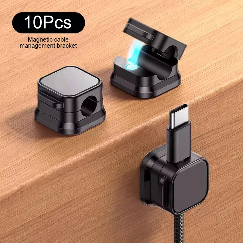 10Pcs Magnetic Cable Holder Self Adhesive Cord Clip Smooth Pulling Charging Cable Keeper Wire Clip for Car/Home/Office