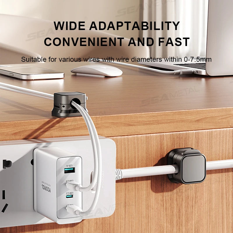 10Pcs Magnetic Cable Holder Self Adhesive Cord Clip Smooth Pulling Charging Cable Keeper Wire Clip for Car/Home/Office