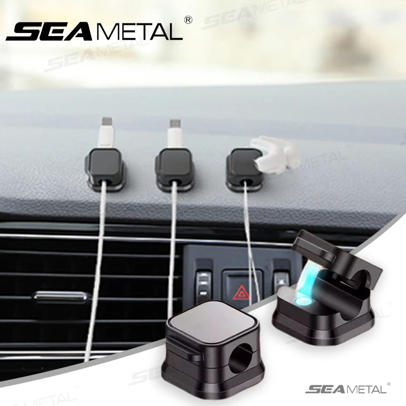 10Pcs Magnetic Cable Holder Self Adhesive Cord Clip Smooth Pulling Charging Cable Keeper Wire Clip for Car/Home/Office