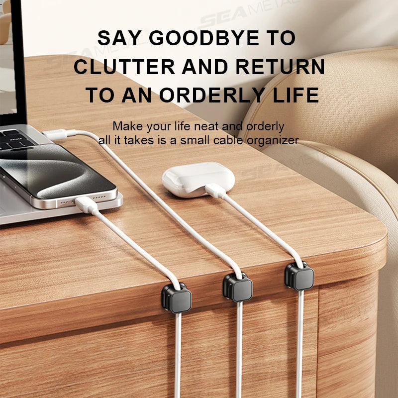 10Pcs Magnetic Cable Holder Self Adhesive Cord Clip Smooth Pulling Charging Cable Keeper Wire Clip for Car/Home/Office