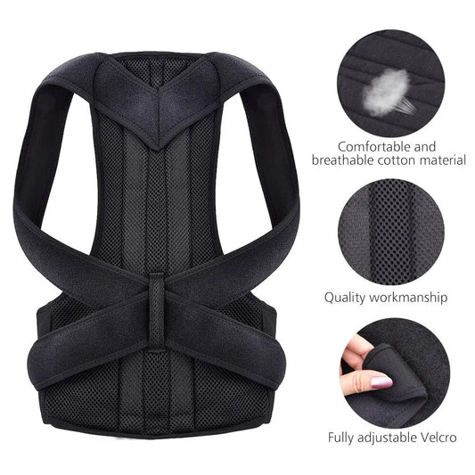 Adjustable Back Posture Corrector with Breathable Shoulder and Waist Support Straps for Men and Women to Relieve Back Pain